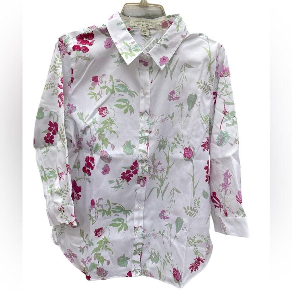 Coldwater Creek Petal Essence No-Iron Button Down Long Sleeve Shirt 12 Petite - Picture 3 of 12